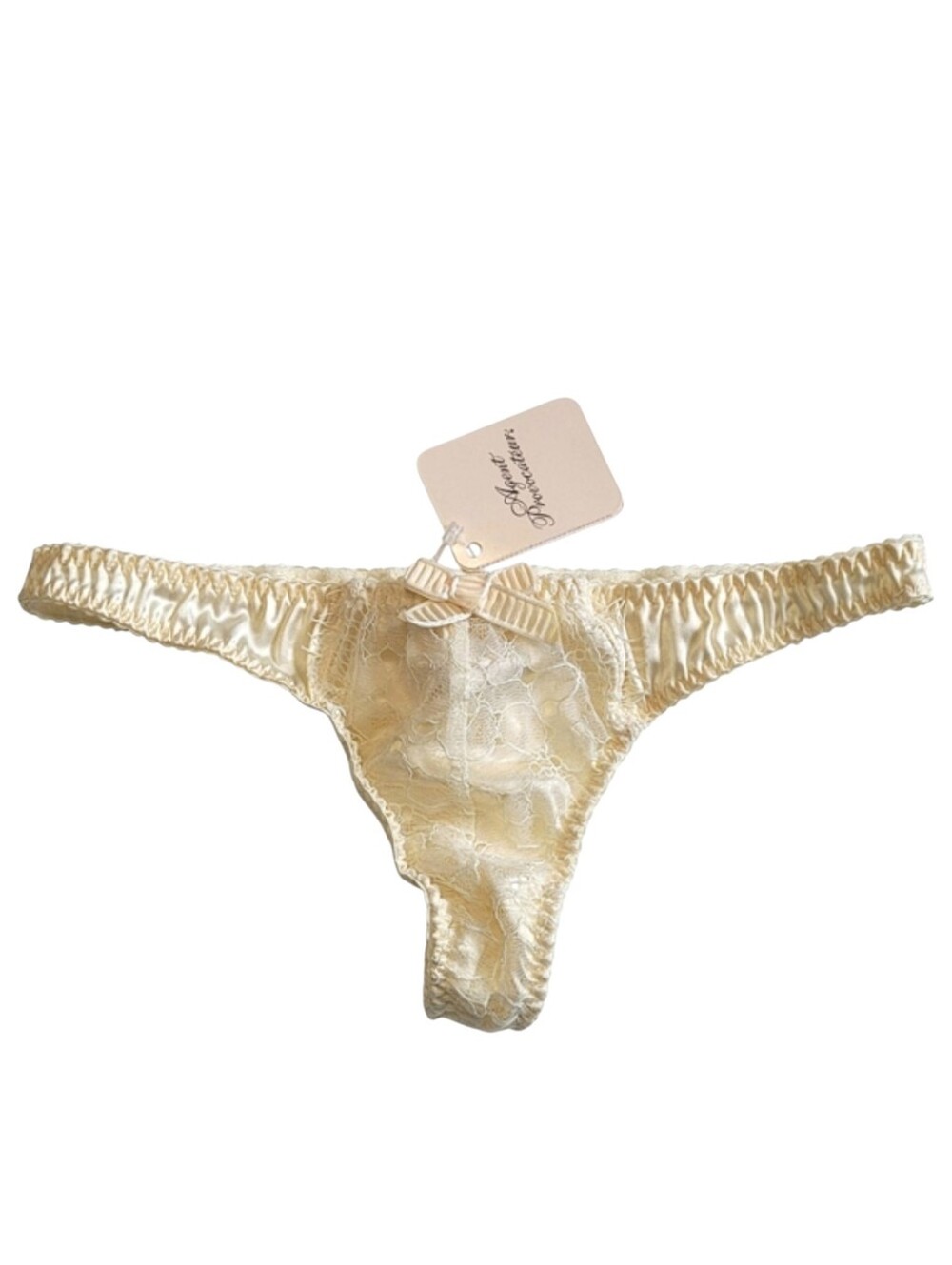 Agent Provocateur Florance Thong Cream Silk Lace NWT Size 2 Vintage